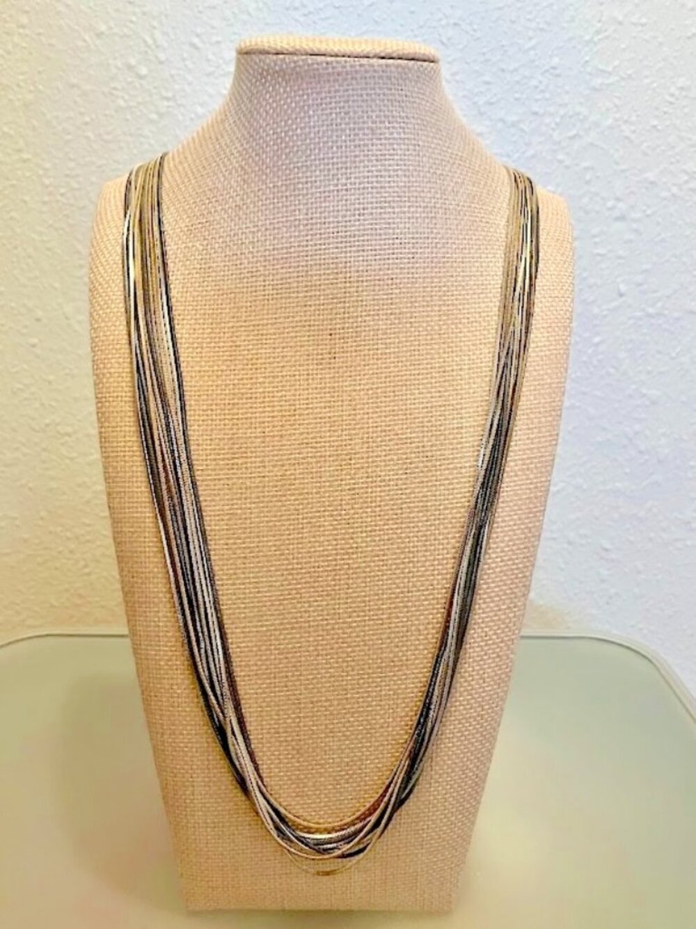 White House Black Market Multi Strand Snake Necklace Long Mixed Metal